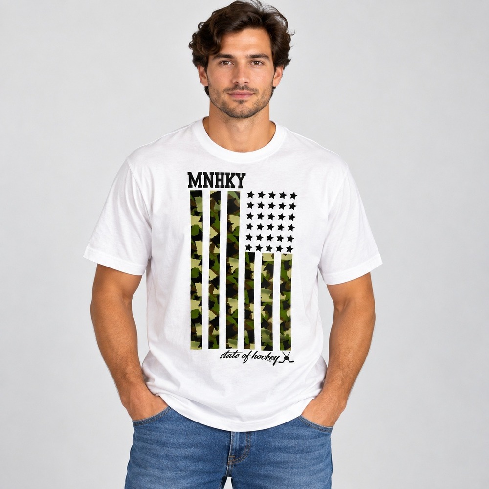 Bauer MNHKY State of Hockey Camo Flag White Graphic T-Shirt Mens XL 1056300